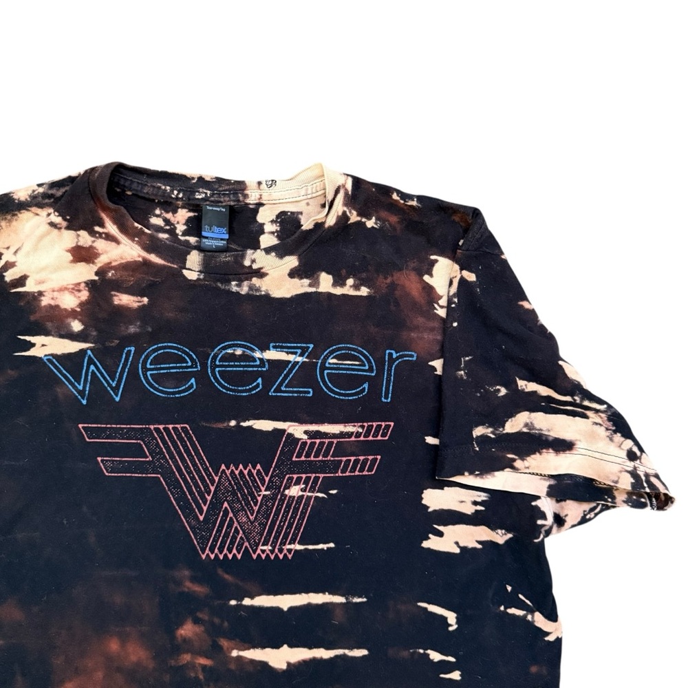 Tultex - Weezer Tie-Dye Bleach Dye Short Sleeve Tour T-Shirt - Black - Large